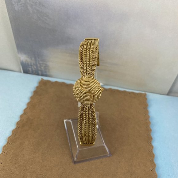 Anne Klein Peak-a-Boo Gold Braided Bracelet Flip Top Watch